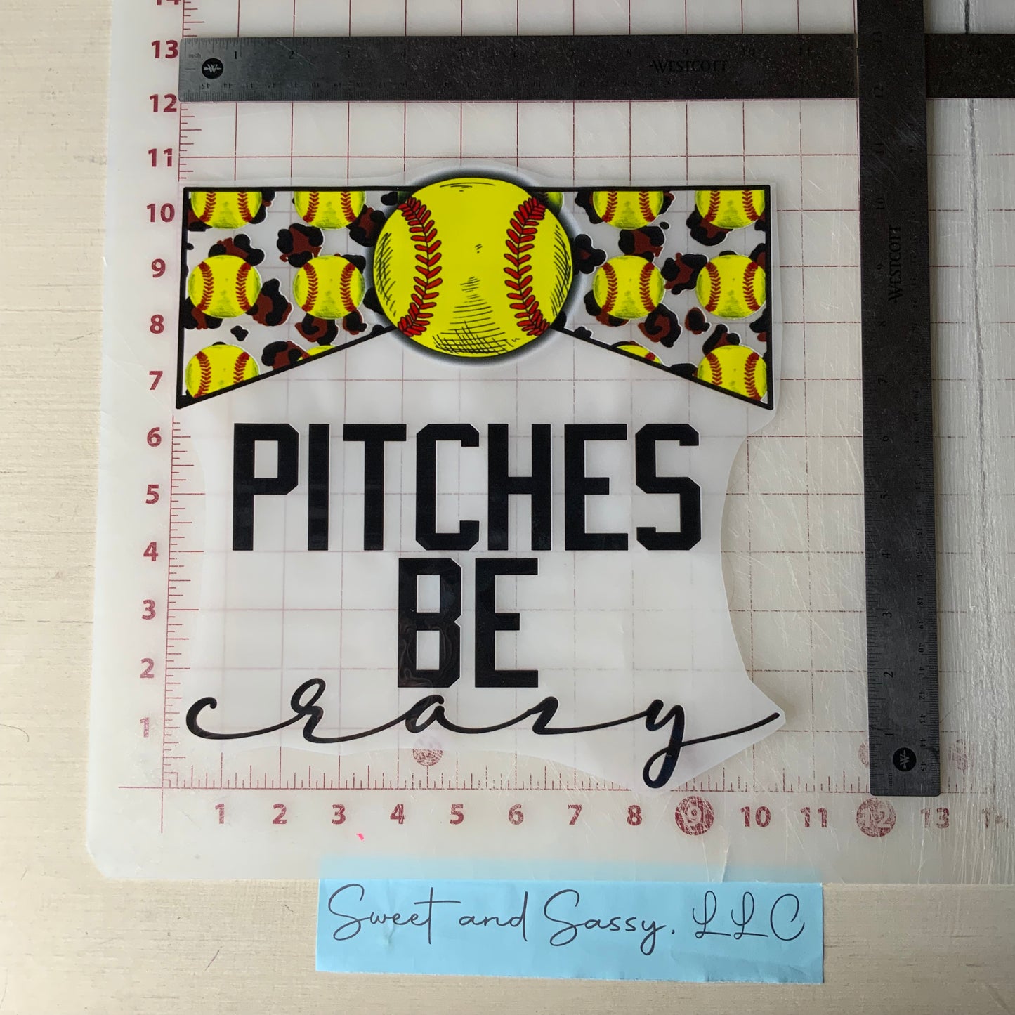 Pitches be Crazy Softball DTF Transfer Design