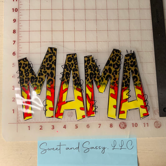 MAMA Cheetah & Softball DTF Transfer Design