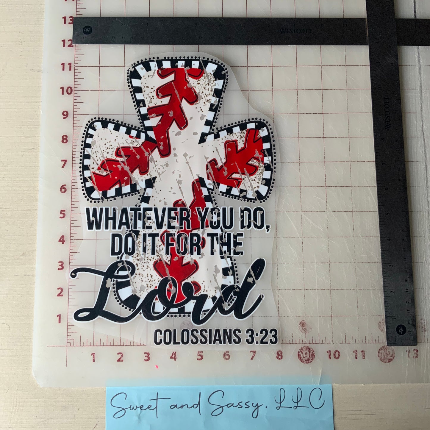 Whatever you do, do it for the Lord - Colossians 3:23 Baseball DTF Transfer Design