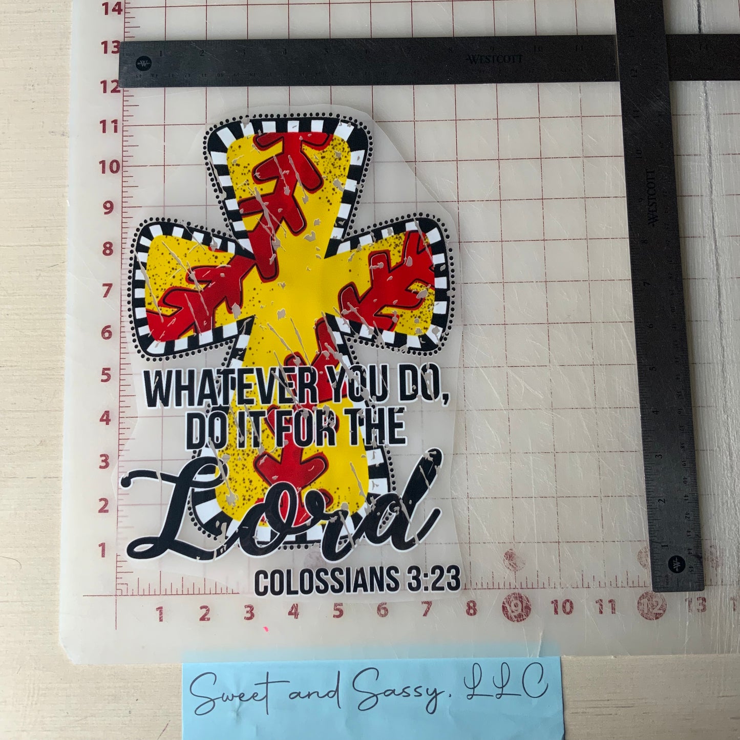 Whatever you do, do it for the Lord - Colossians 3:23 Softball DTF Transfer Design