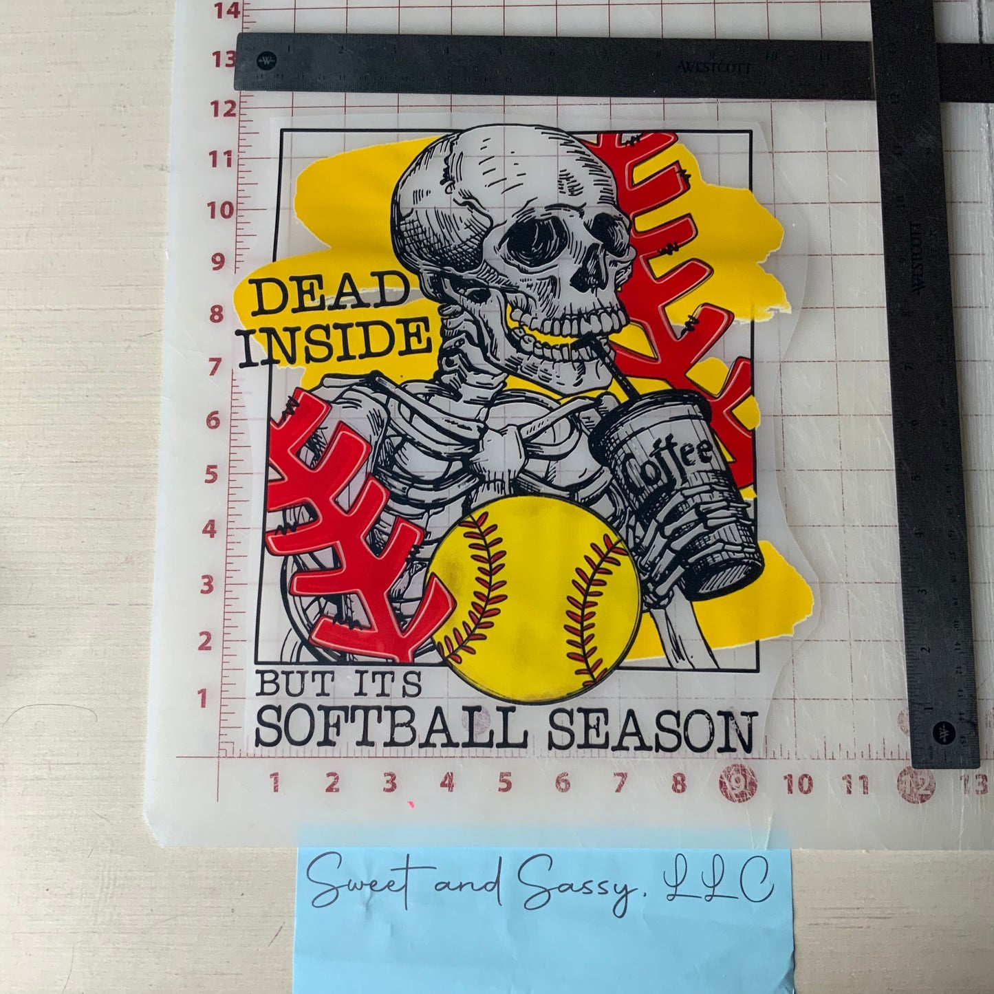 Dead Inside But its softball season DTF Transfer Design