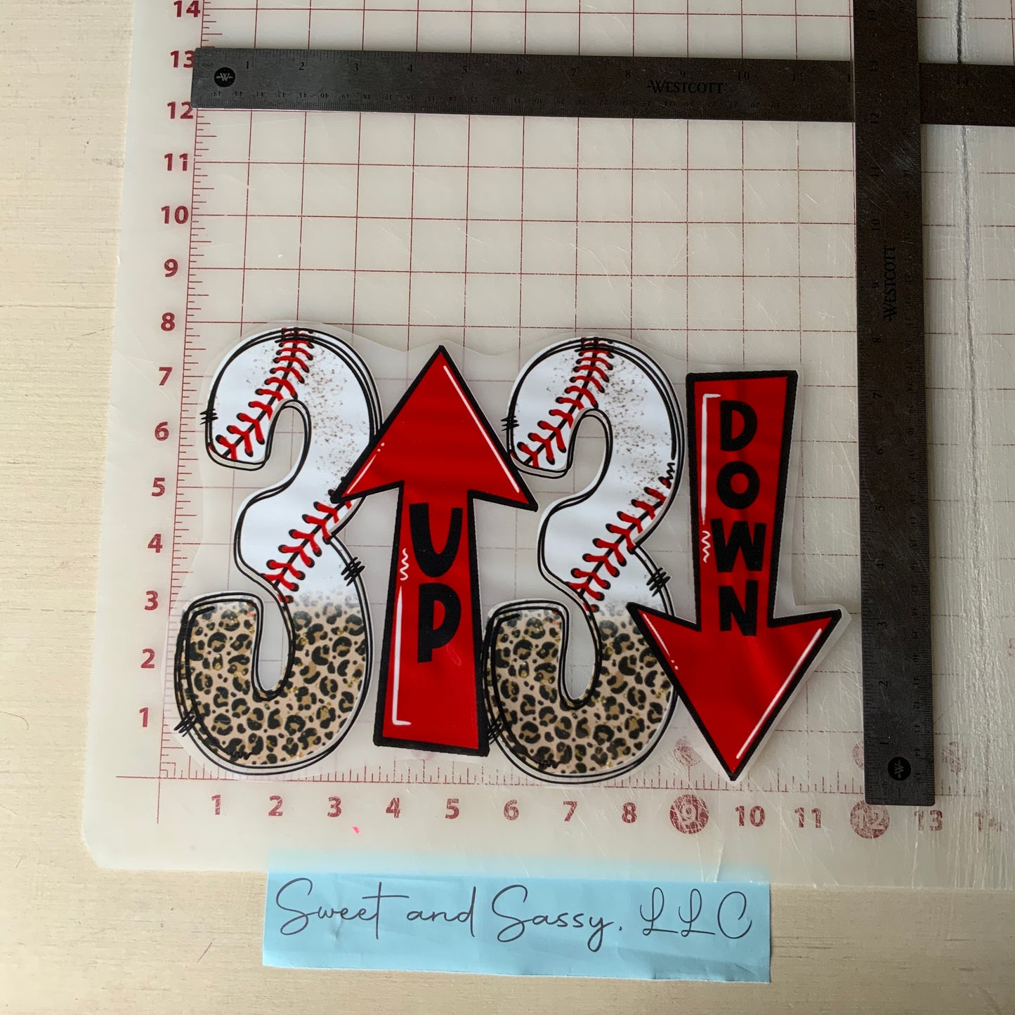 3 Up 3 Down Baseball DTF Transfer Design