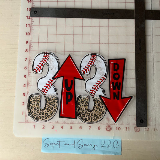3 Up 3 Down Baseball DTF Transfer Design