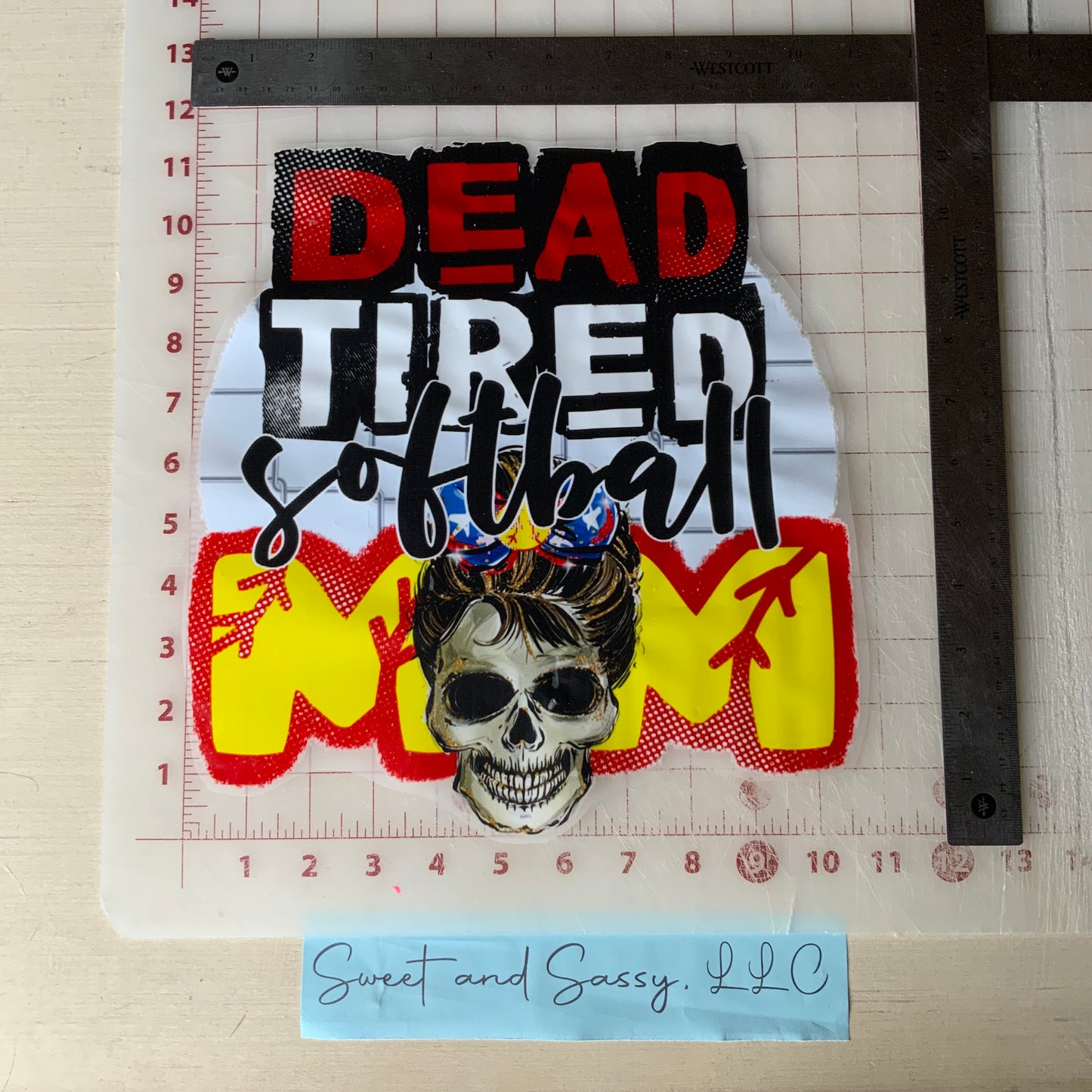 DEAD TIRED Softball MOM DTF Transfer Design