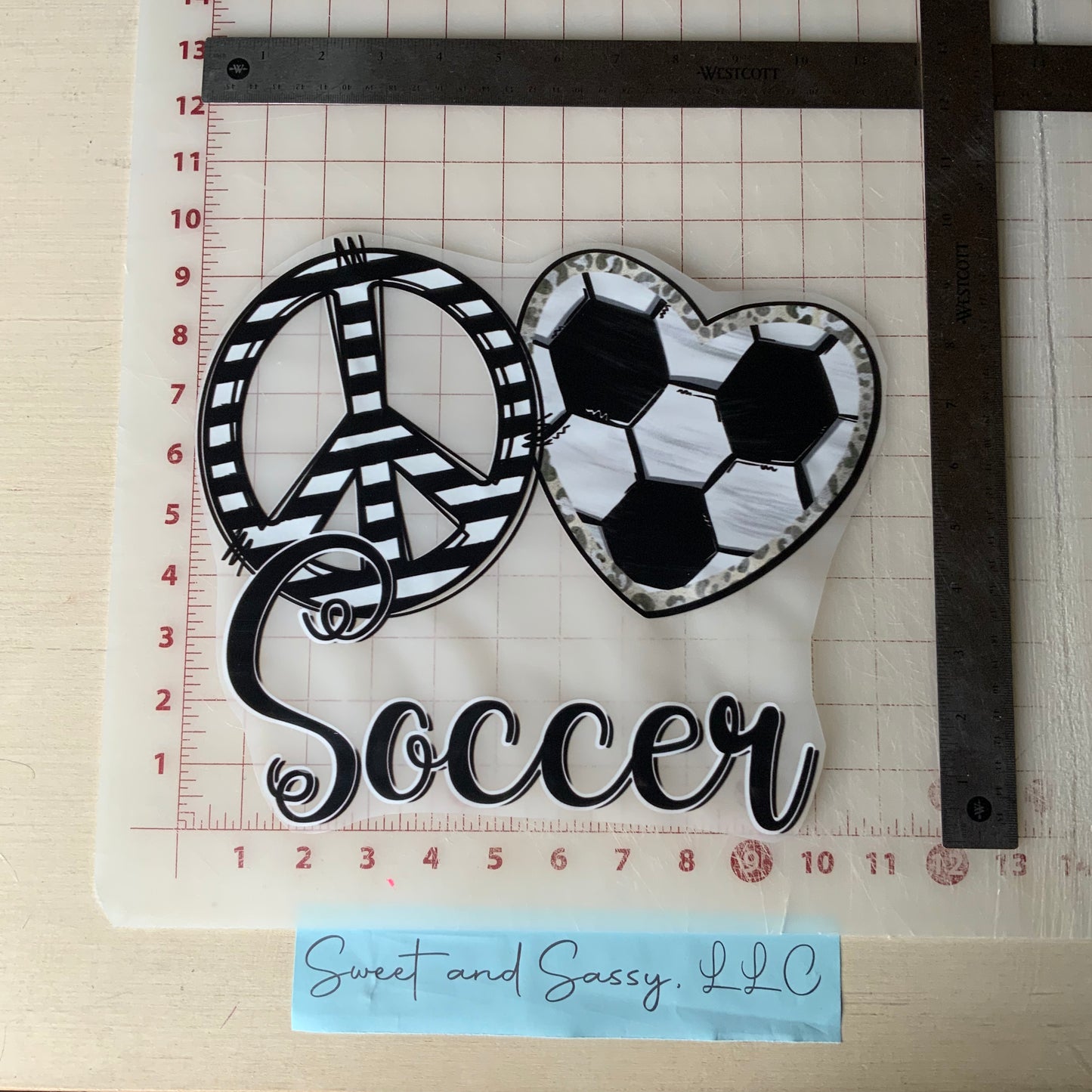 PEACE LOVE SOCCER DTF Transfer Design