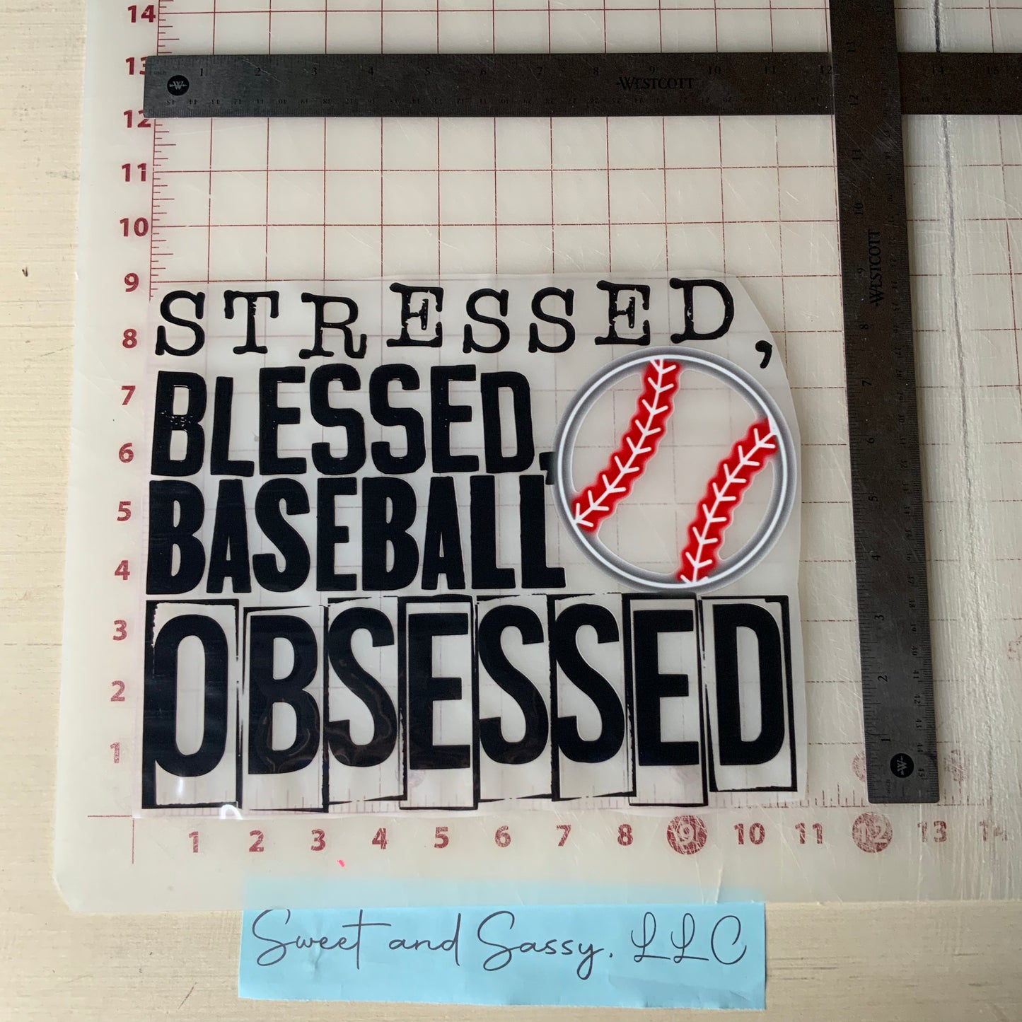 Stressed, Blessed, Baseball, Obsessed DTF Transfer Design