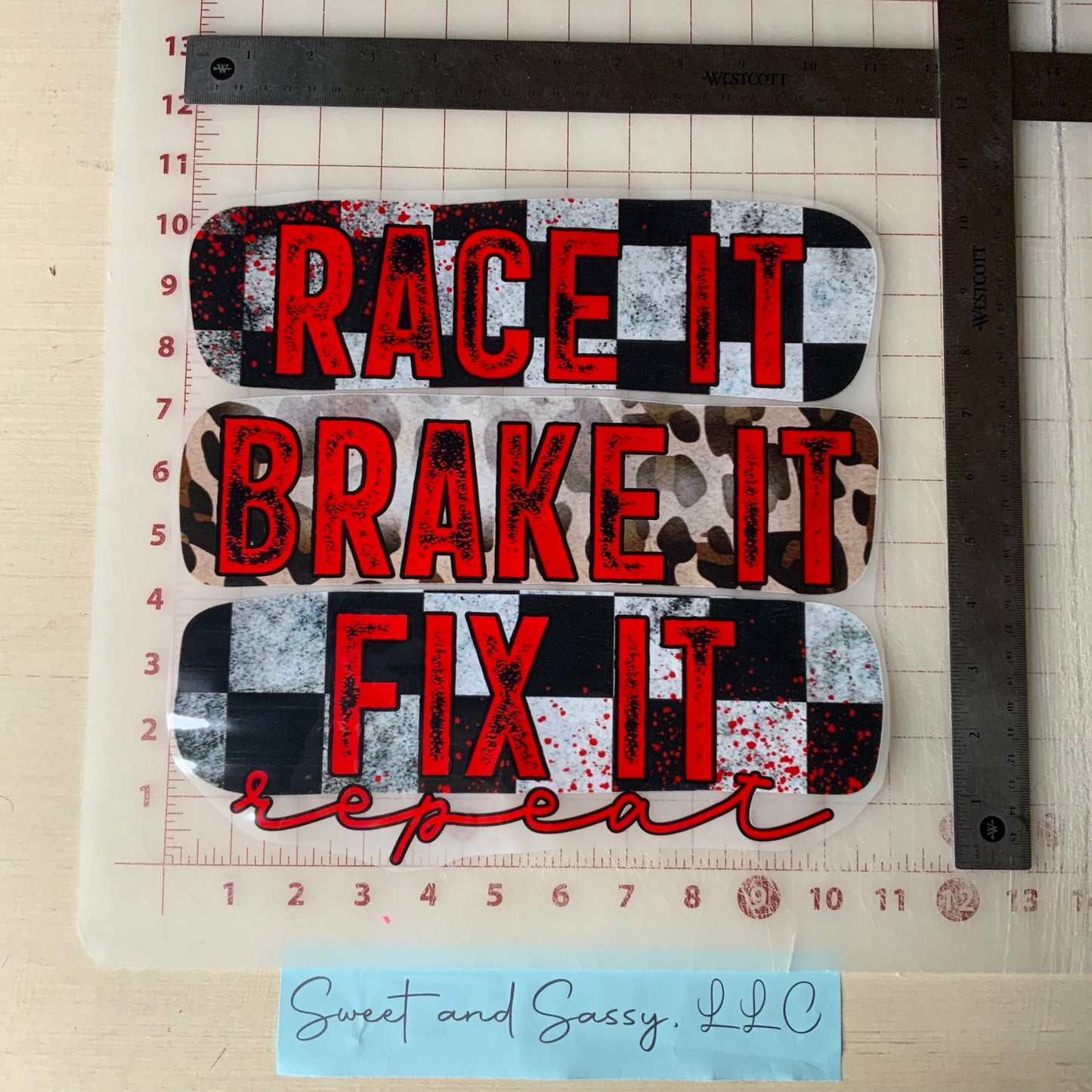 Race It Break It Fix It Repeat DTF Transfer Design