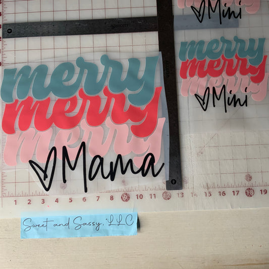 Merry, Merry, Merry, Mama and Mini DTF Transfer Design