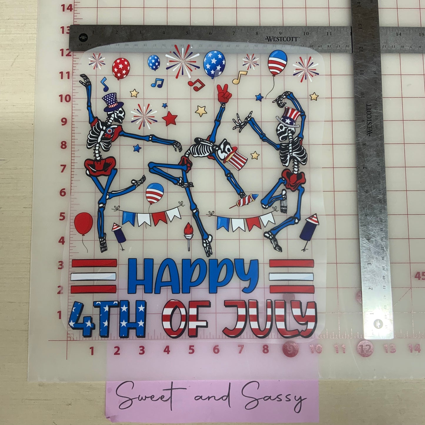 Happy 4th of July skeletons DTF Transfer Design