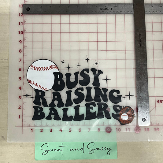 Busy Raising Ballers Baseball DTF Transfer Design