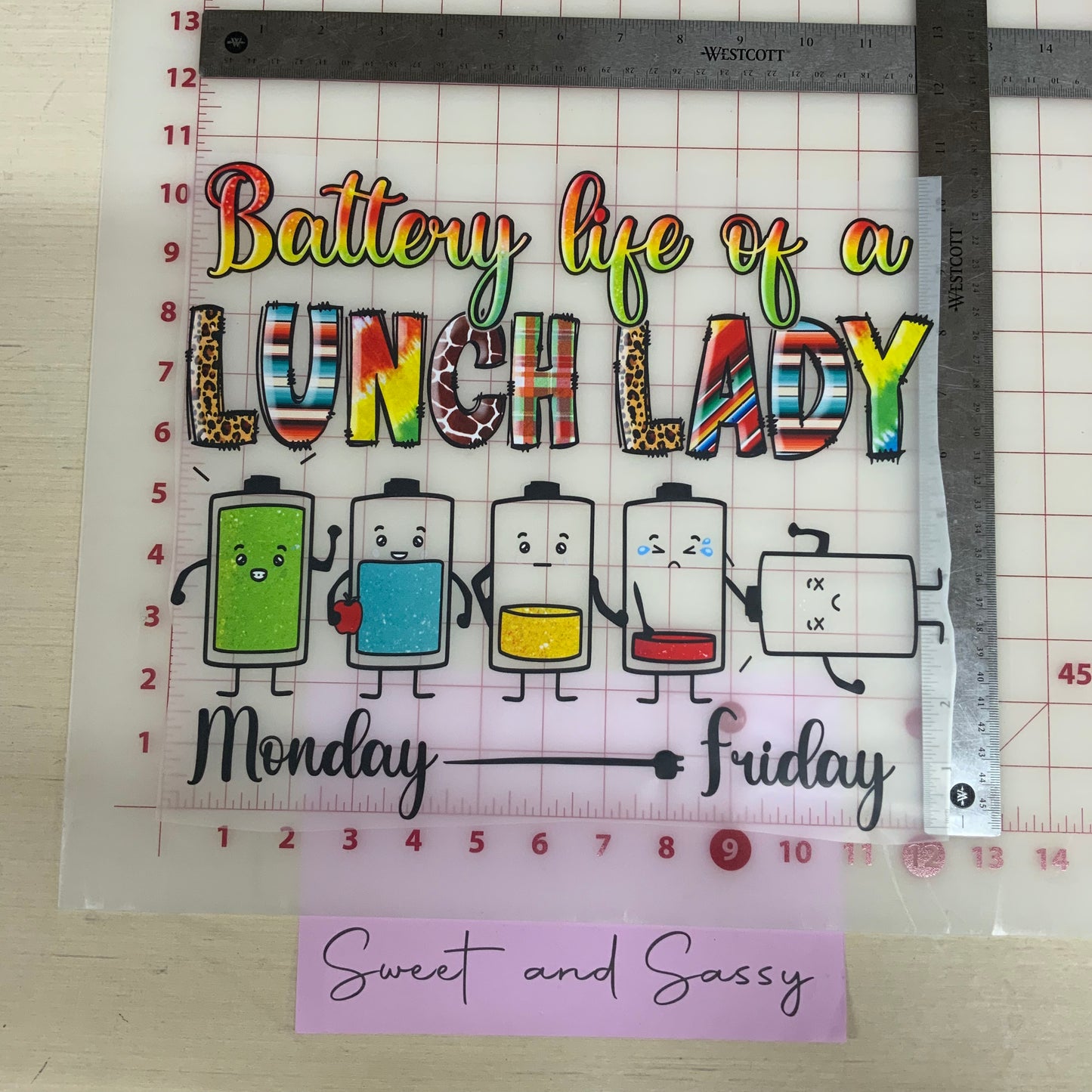 Battery Life of a Lunch Lady DTF Transfer Design