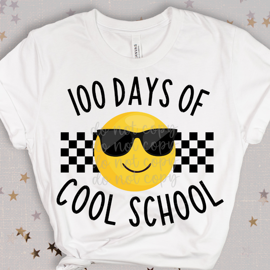 100 Days of Cool School happy face DTF Transfer Design