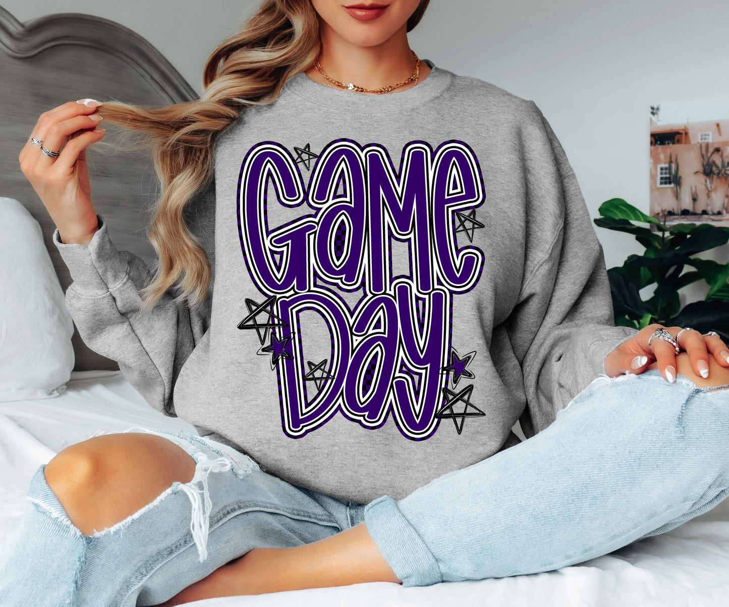 Game Day word art stars DTF Transfer Design