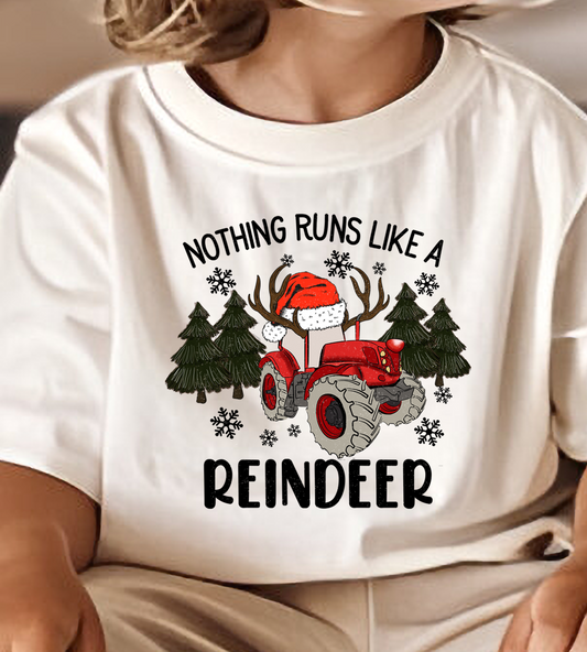 Nothing Runs like a Reindeer Red Tractor DTF Transfer Design