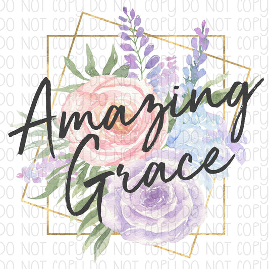 Amazing Grace Watercolor Roses DTF Transfer Design