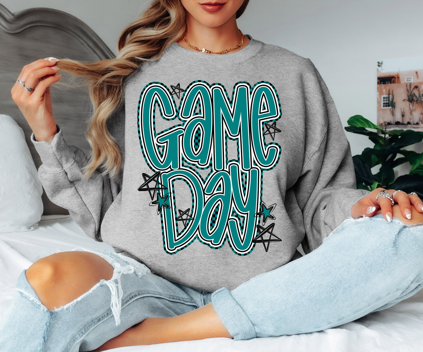 Game Day word art stars DTF Transfer Design