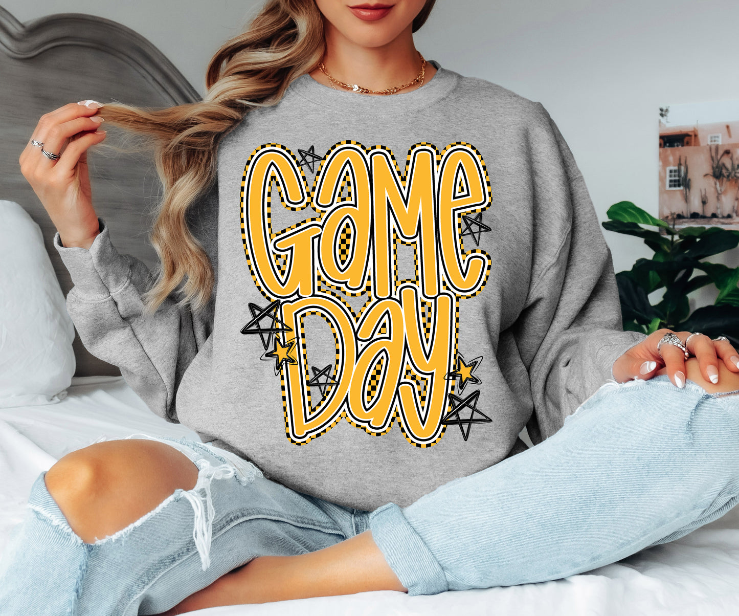 Game Day word art stars DTF Transfer Design