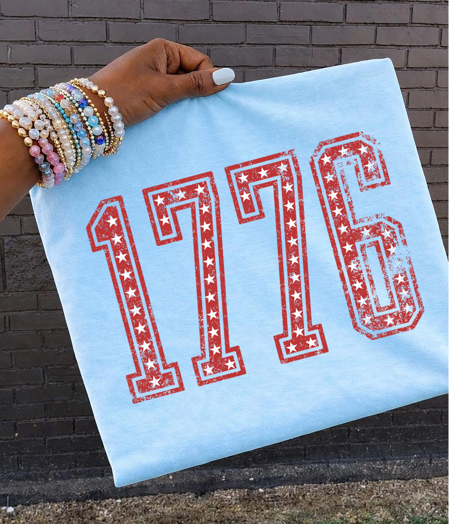 1776 red with white stars DTF Transfer Design