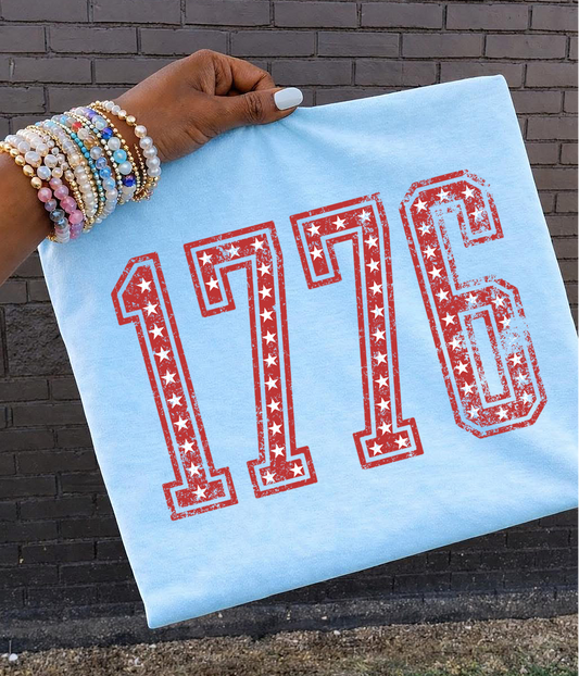 1776 red with white stars DTF Transfer Design