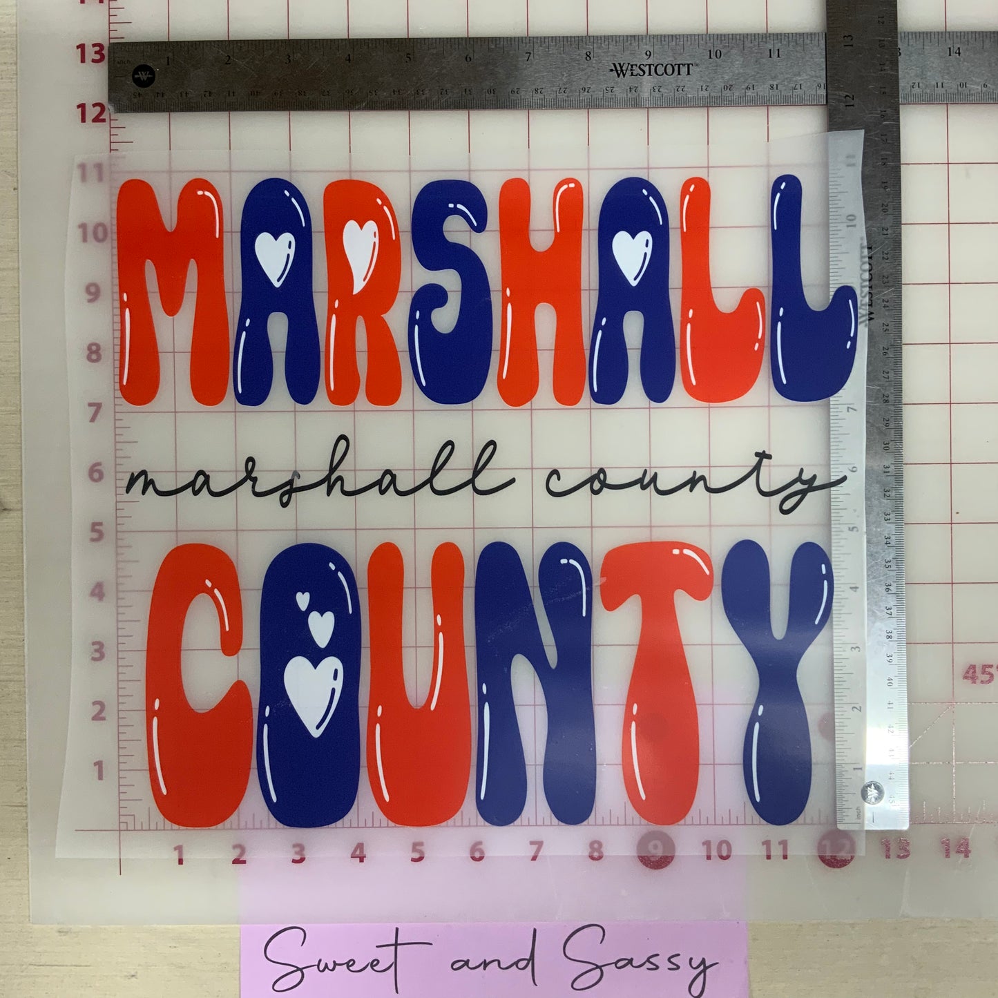 Marshall County (bubble hearts) DTF Transfer