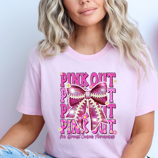 Pink Out football bow DTF Transfer Design