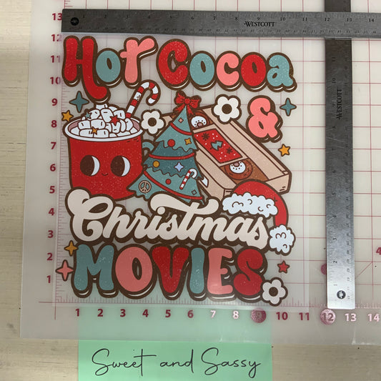 Hot Cocoa & Christmas Movies DTF Transfer Design