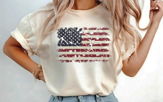 American Flag Grunge holes DTF Transfer Design