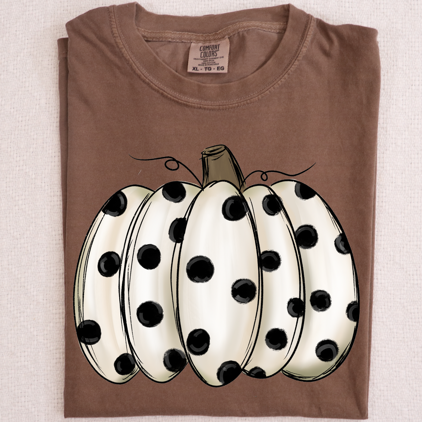 White Pumpkin with black dots  DTF Transfer Design