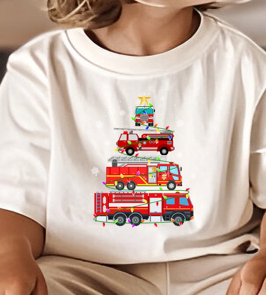 Fire Truck Christmas DTF Transfer Design