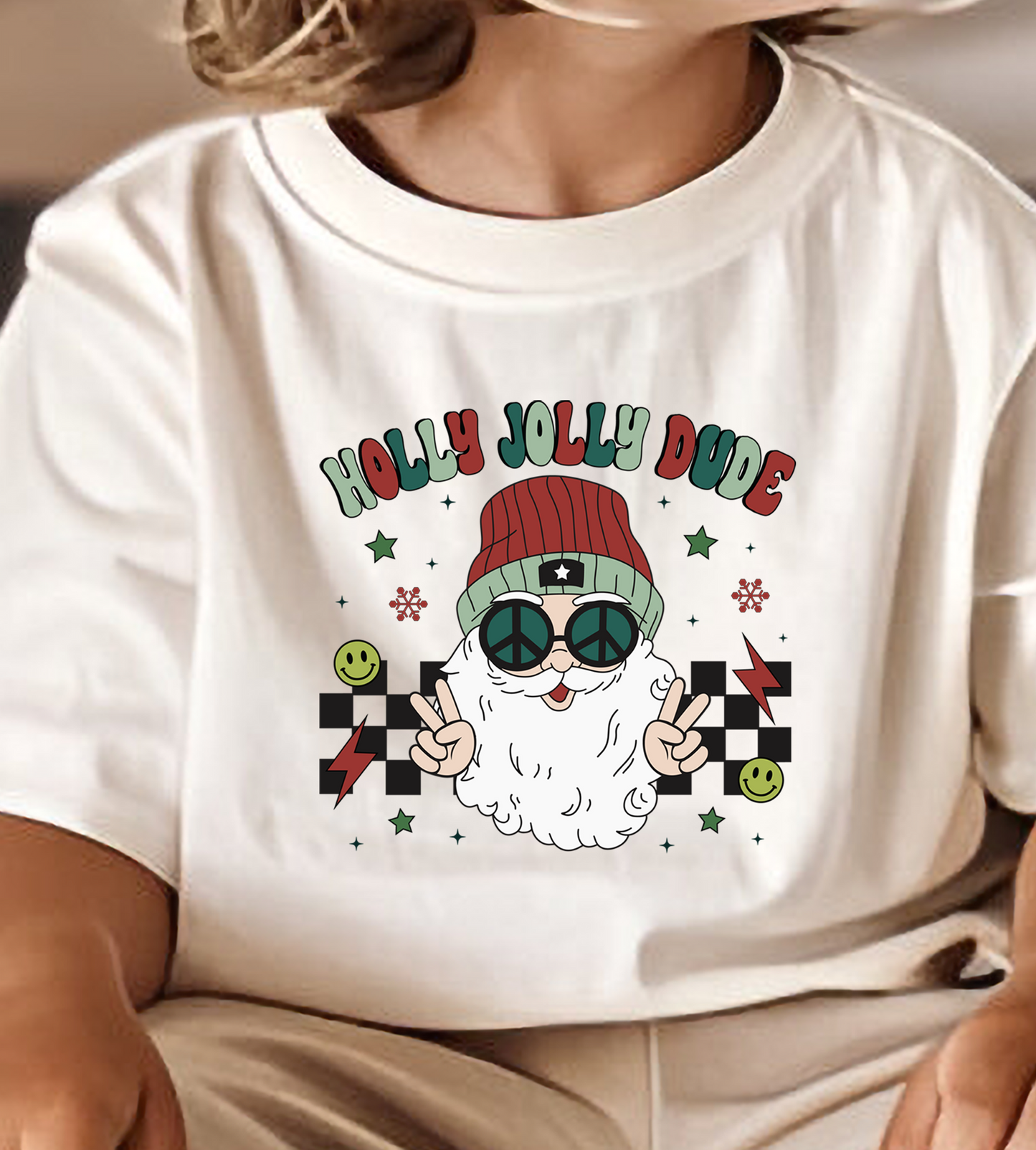 Holly Jolly Dude Santa Peace DTF Transfer Design