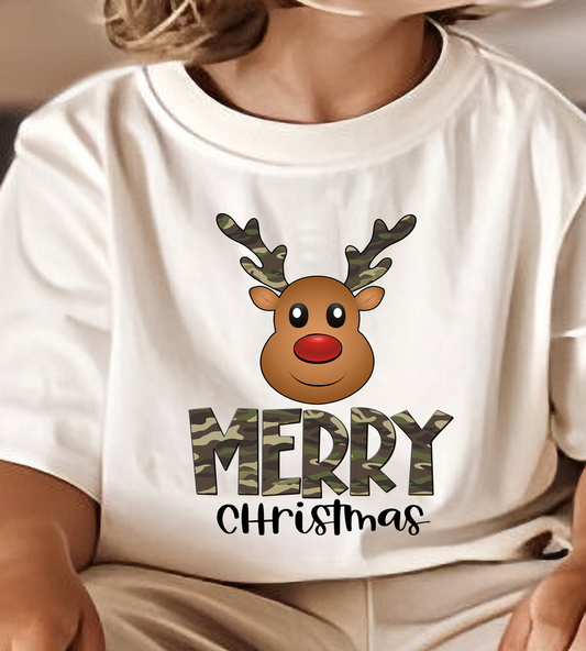 Merry Christmas Camo Deer  DTF Transfer Design