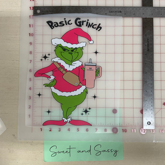 Basic Grinch Pink Cup DTF Transfer Design