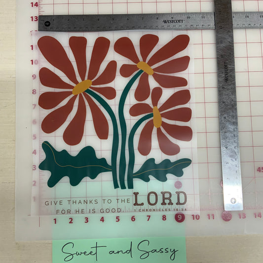 Give Thanks to the Lord for He is Good DTF Transfer Design