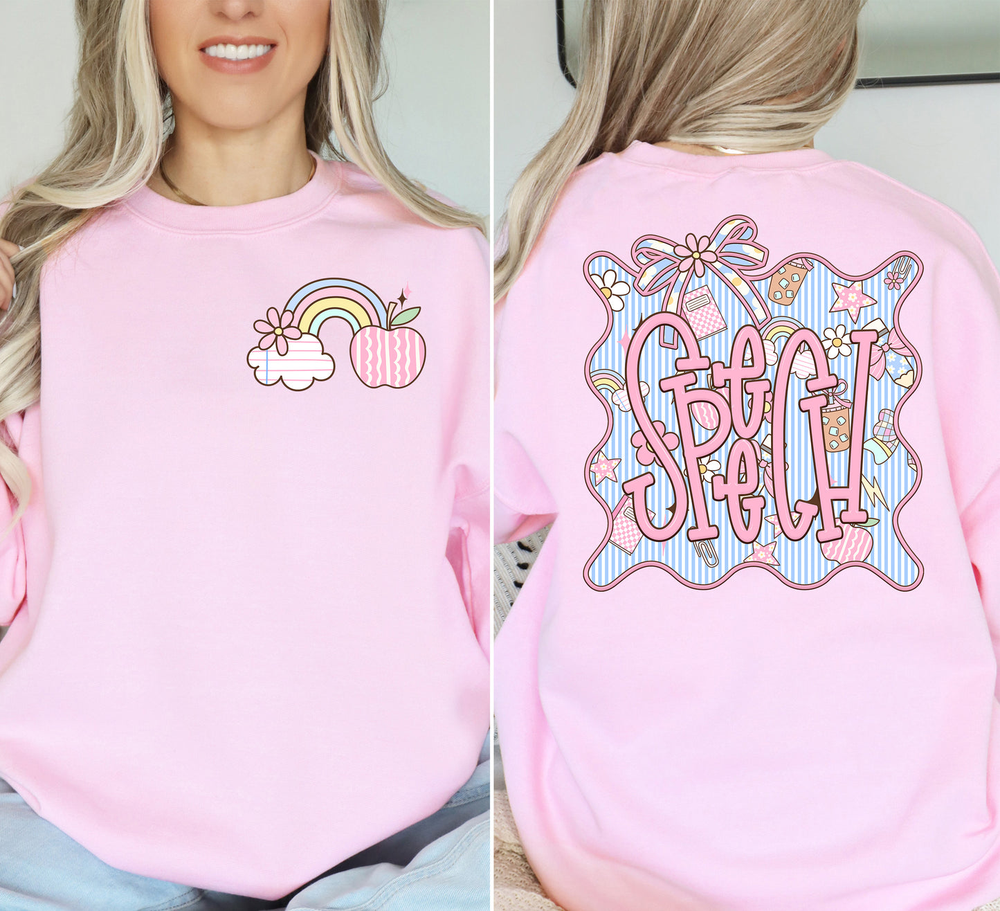 Seersucker School Positions DTF Transfer Design includes pocket