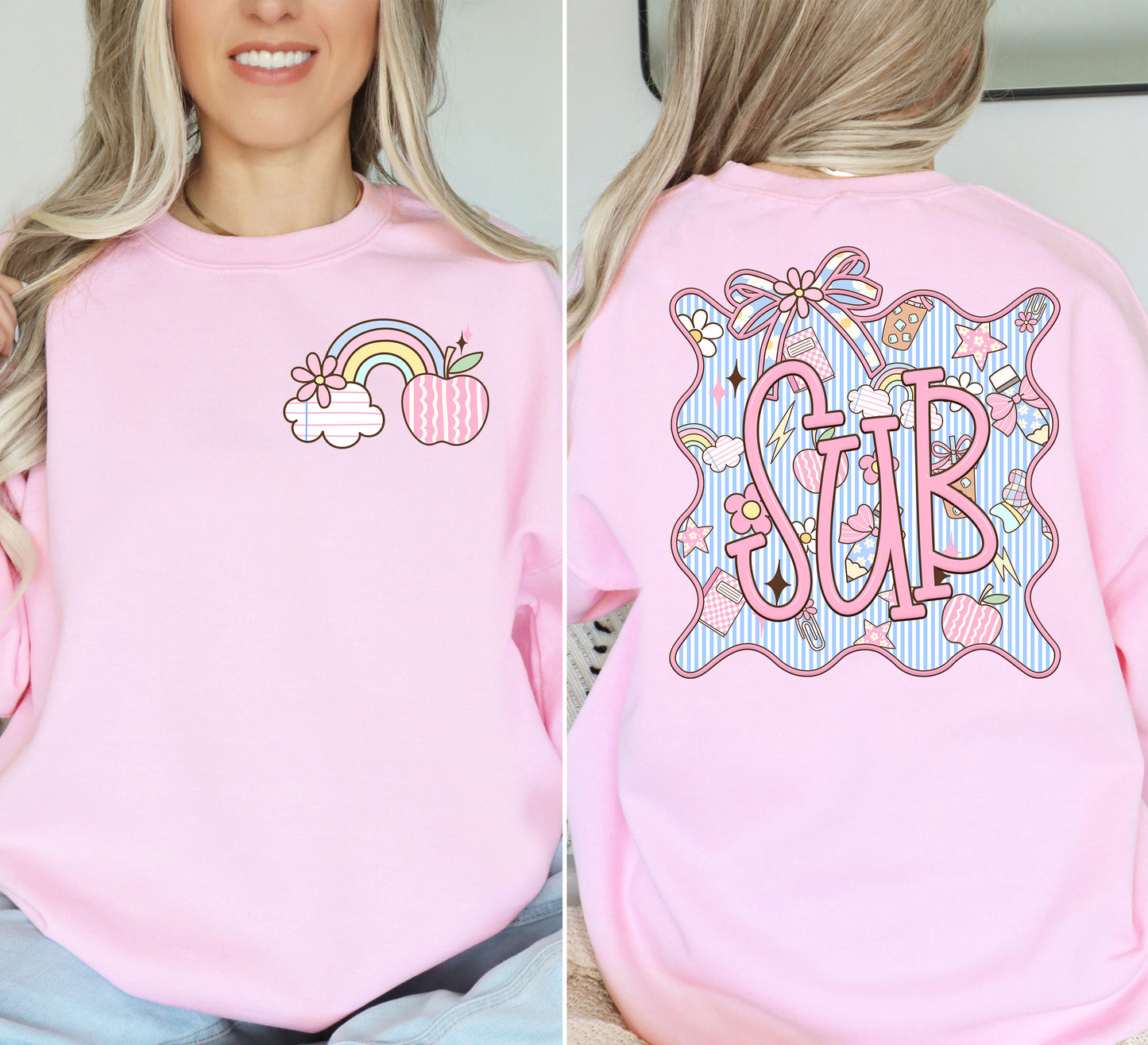 Seersucker School Positions DTF Transfer Design includes pocket