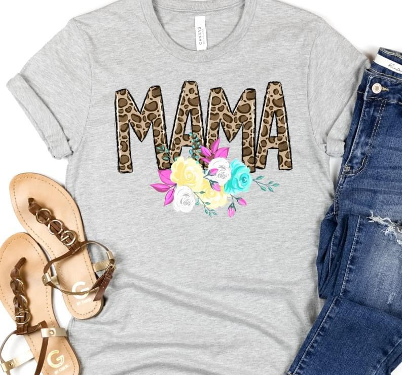 Mama leopard with flowers DTF Transfer Design Bev