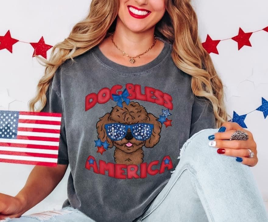 Dog Bless America DTF Transfer Design