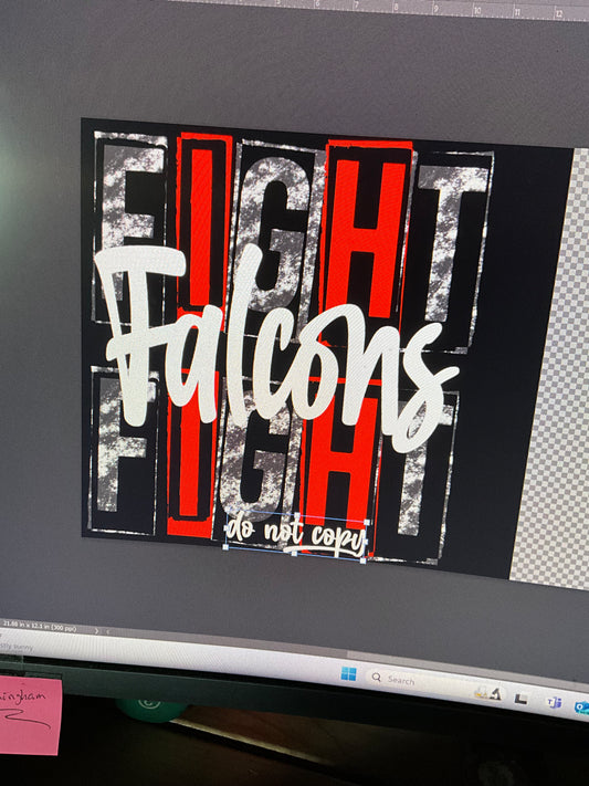 Fight Falcons Fight DTF Transfer Design
