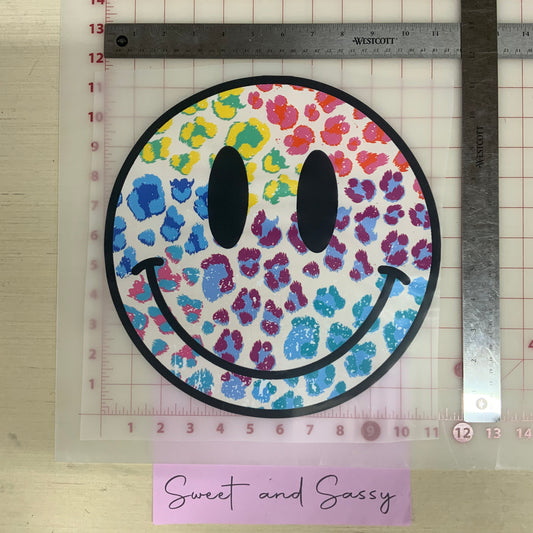 Colorful leopard smiley DTF Transfer Design