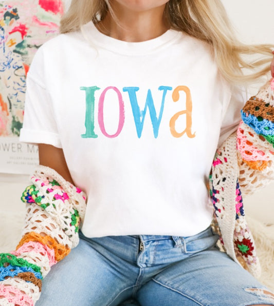 Iowa Multi Color Font DTF Transfer Design