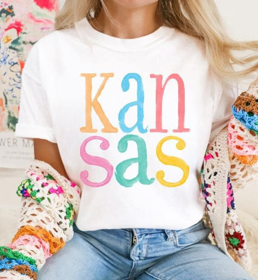 Kansas Multi Color Font DTF Transfer Design