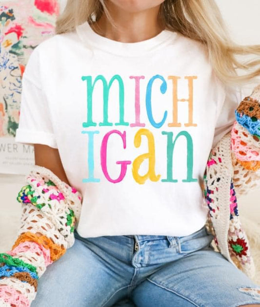 Michigan Multi Color Font DTF Transfer Design