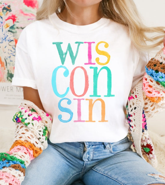 Wisconsin Multi Color Font DTF Transfer Design