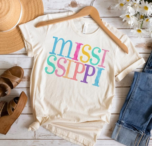 Mississippi Multi Color Font DTF Transfer Design