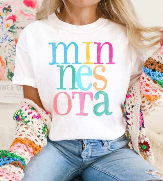 Minnesota Multi Color Font DTF Transfer Design