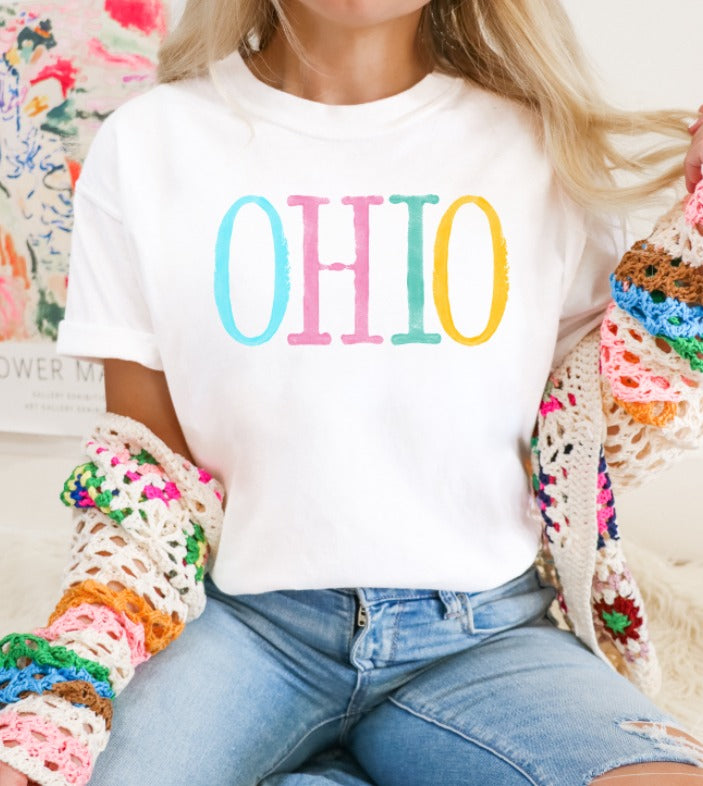 Ohio Multi Color Font DTF Transfer Design