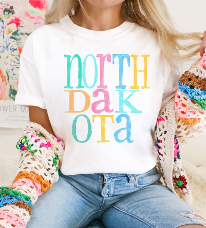 North Dakota Multi Color Font DTF Transfer Design