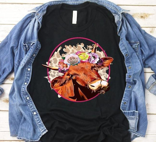 Floral Cow DTF Transfer Design