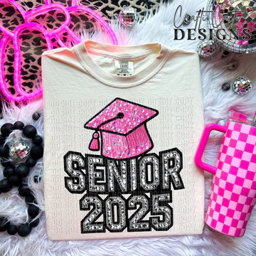 Senior 2025 Faux Rhinestones DTF Transfer Design