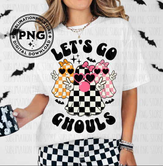 Let's Go Ghouls Checkered DTF Transfer Design